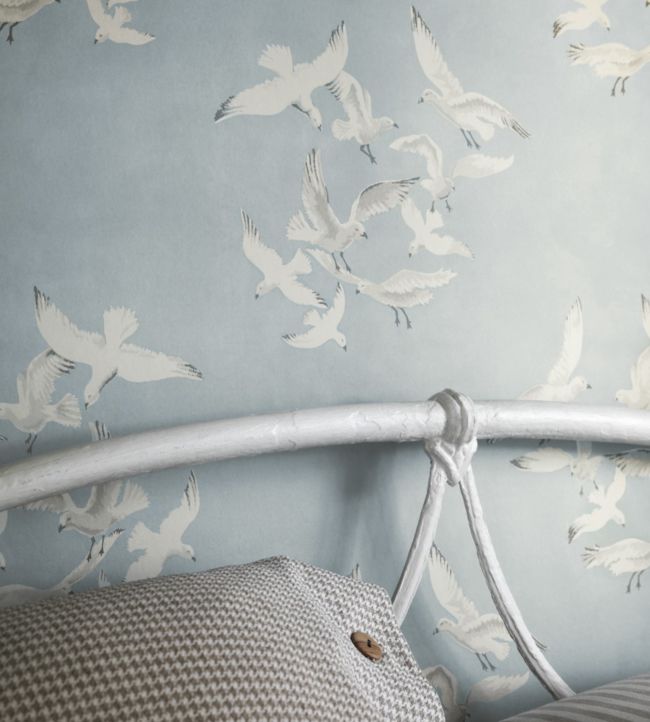 Seagulls Room Wallpaper - Blue