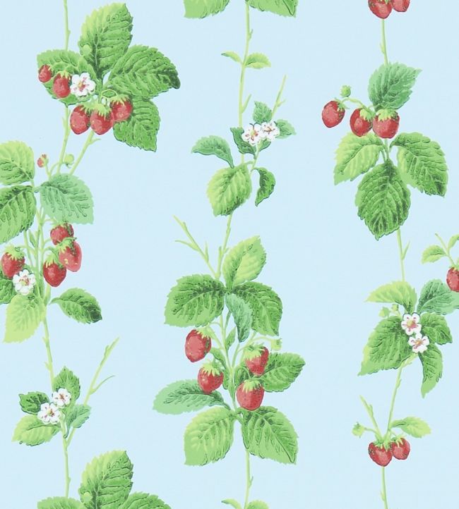 Summer Strawberries Wallpaper - Green