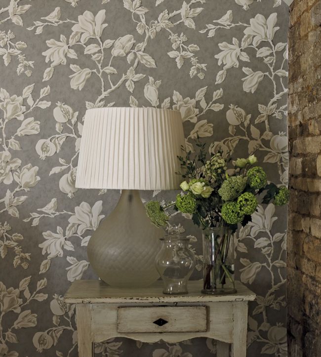 Magnolia & Pomegranate Room Wallpaper - Gray