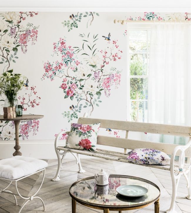 Magnolia & Blossom Panel A Room Wallpaper - Pink
