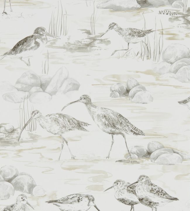 Estuary Birds Wallpaper - Gray