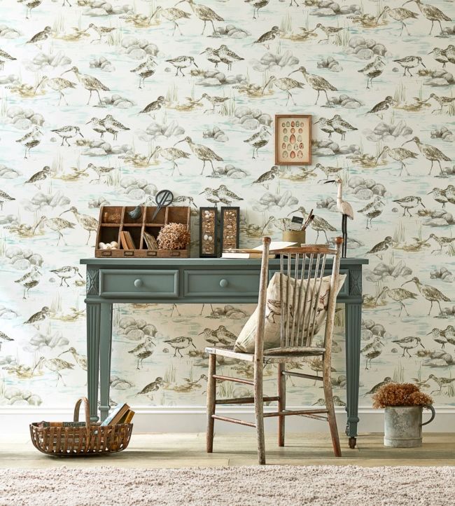 Estuary Birds Room Wallpaper - Multicolor