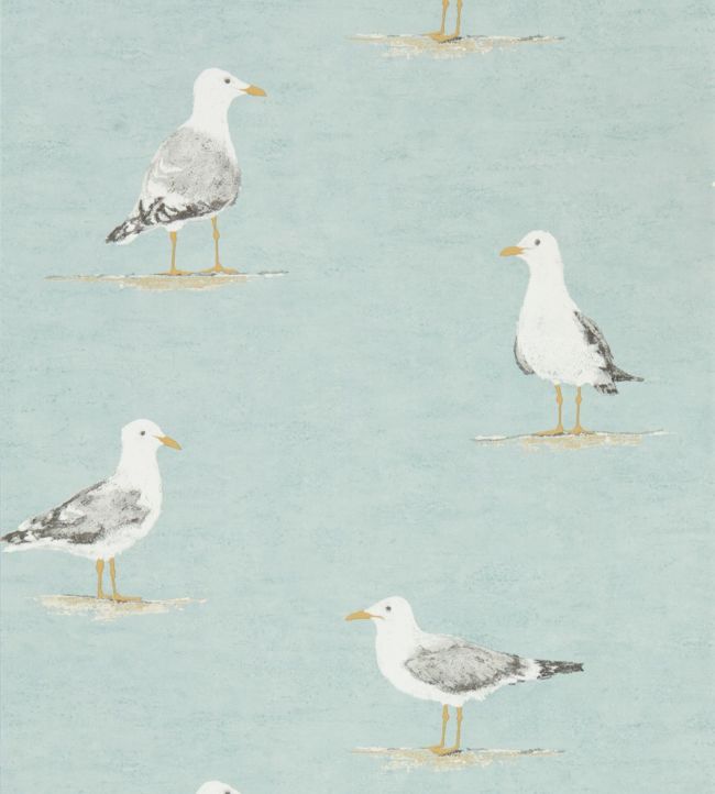Shore Birds Wallpaper - Blue 