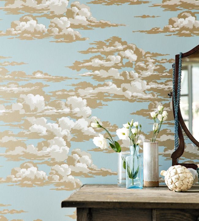 Silvi Clouds Room Wallpaper 2 - Teal 