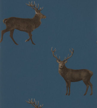 Evesham Deer Wallpaper - Blue