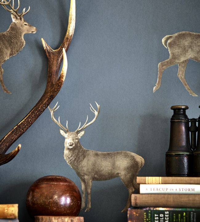 Evesham Deer Room Wallpaper 2 - Blue