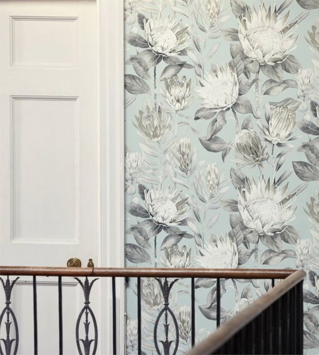 King Protea Room Wallpaper - Blue