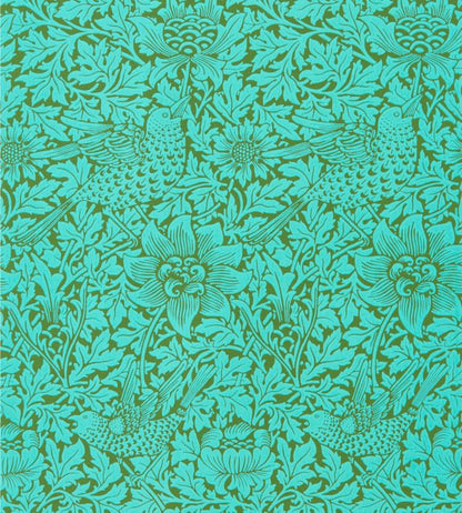 Bird & Anemone Wallpaper - Green