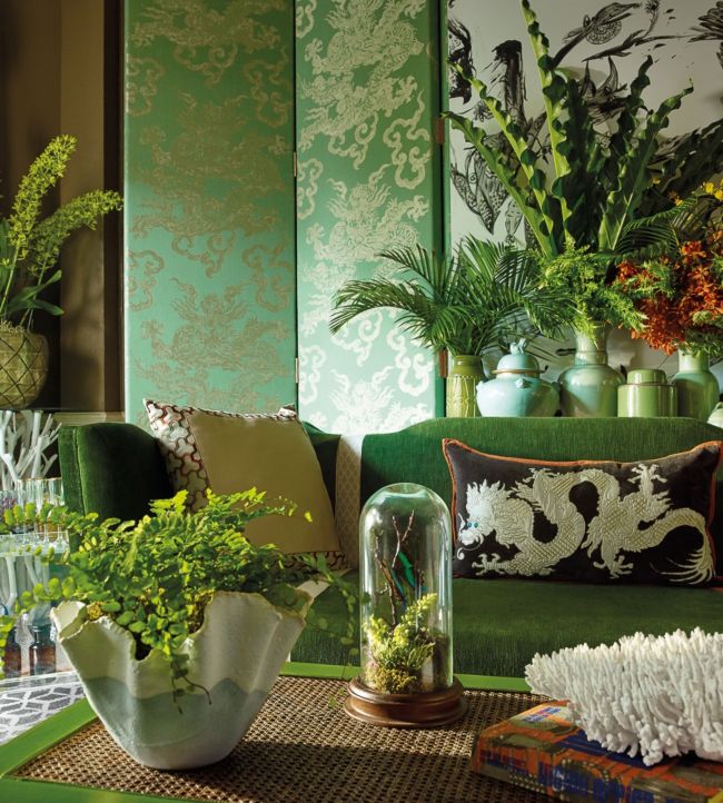 Dynasty Room Velvet Fabric - Green
