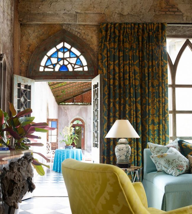 Amaryllis Room Fabric - Teal