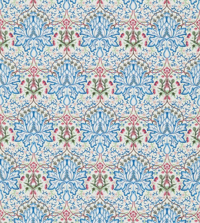 Artichoke Embroidery Fabric - Blue 