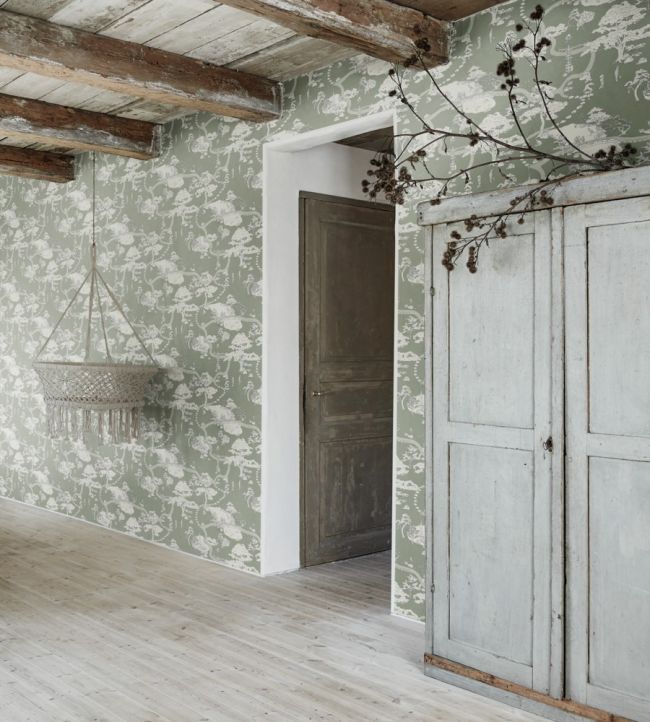 Kenrokuen Room Wallpaper - Green