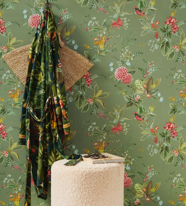 Floris Room Wallpaper - Green