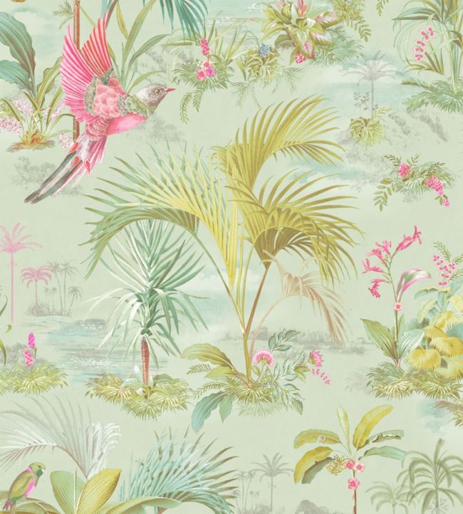Palm Scenes Wallpaper - Green 