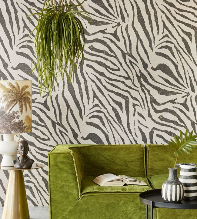 Zebra Room Wallpaper - Gray