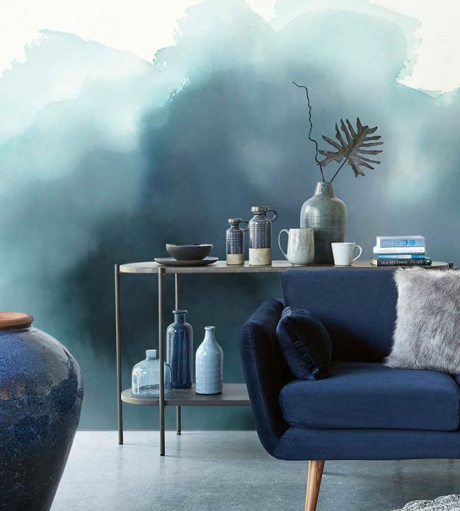 Free Form Watercolour Room Wallpaper 2 - Blue