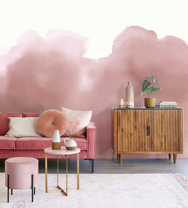 Free Form Watercolour Room Wallpaper - Pink
