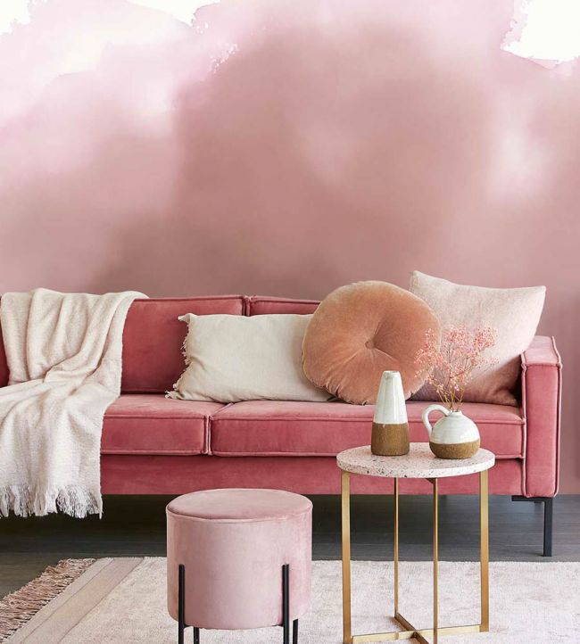 Free Form Watercolour Room Wallpaper - Pink