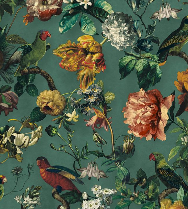 Enchanted Floral Wallpaper - Teal