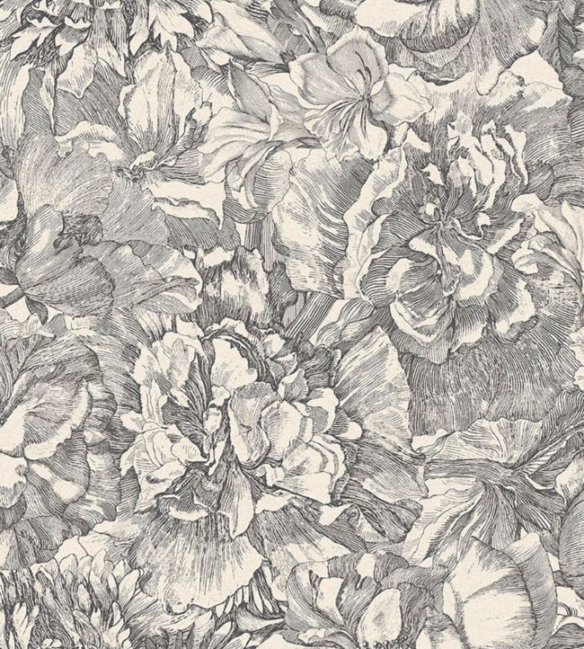 Floral Illustration Wallpaper - Gray 