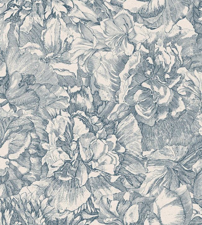 Floral Illustration Wallpaper - Blue 