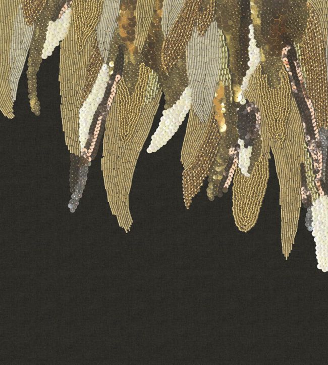 Bejewelled Feather Wallpaper - Black