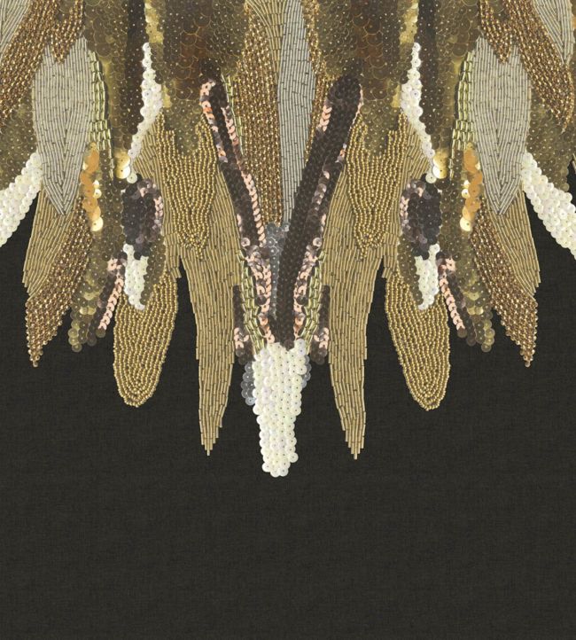 Large Bejewelled Feather Wallpaper - Black