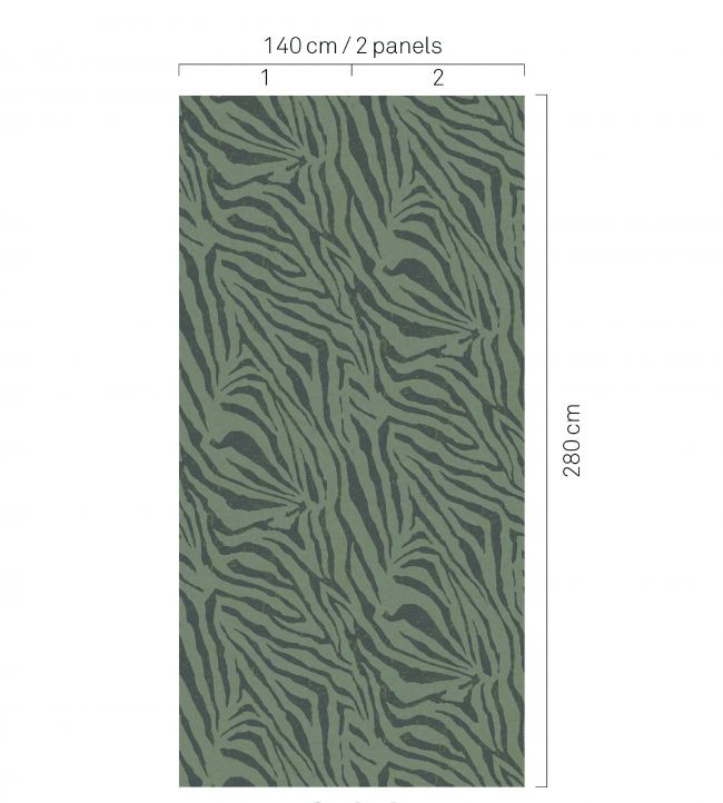 Zebra Room Wallpaper - Green 