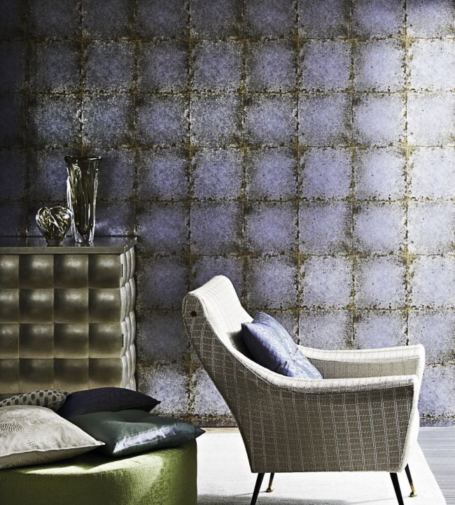 Lustre Tile Room Wallpaper - Blue