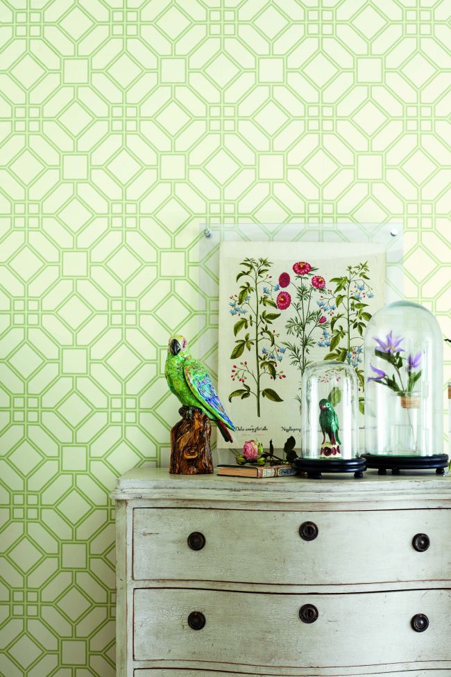 Veranda Trellis Room Wallpaper - Green