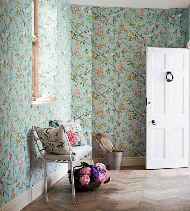 Nostell Priory Wallpaper - Teal - Zoffany