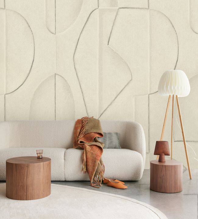 Abstract Layers Room Wallpaper - Cream