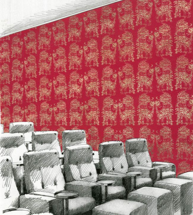 Sicilian Lion Wallpaper - Red - Zoffany