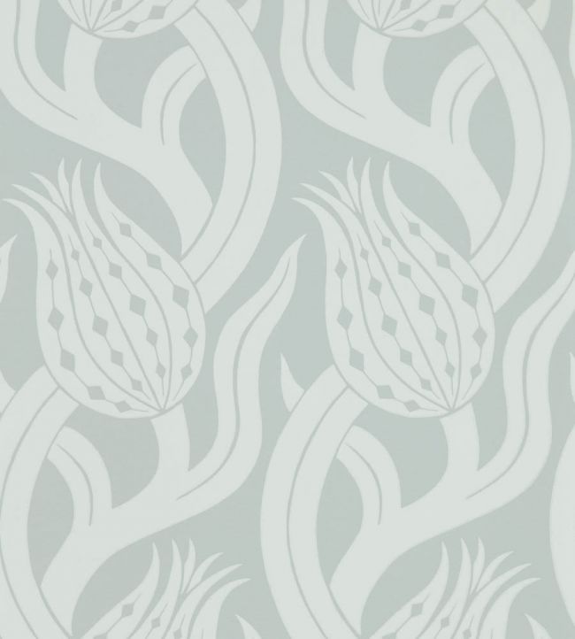Persian Tulip Wallpaper - Silver - Zoffany