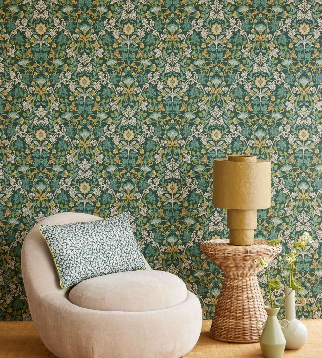 Floral Bloom Room Wallpaper - Green 