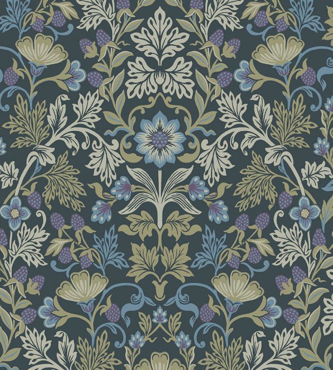 Floral Bloom Wallpaper - Blue 