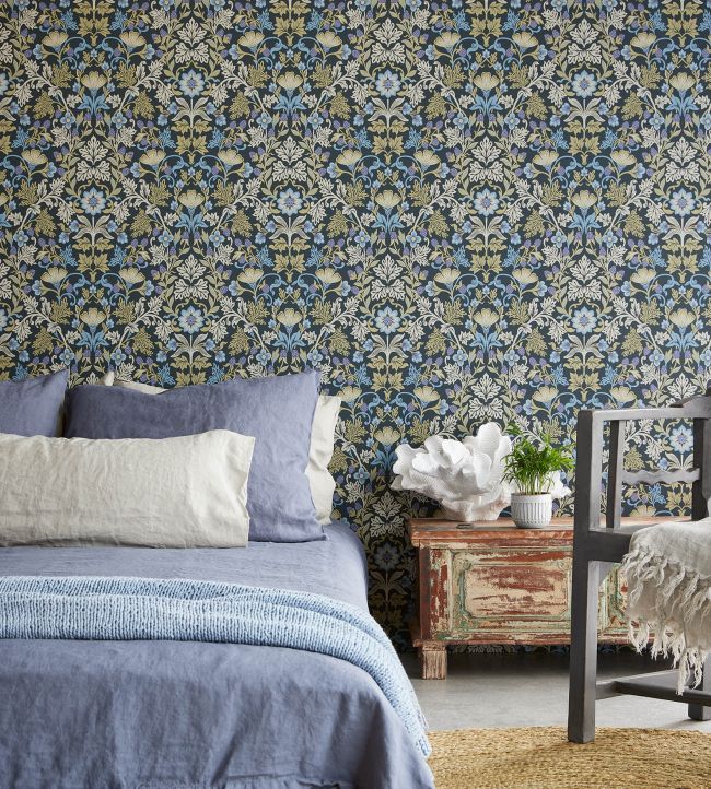 Floral Bloom Room Wallpaper - Blue 