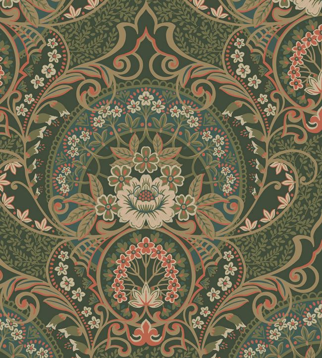 Vintage Floral Wallpaper - Green