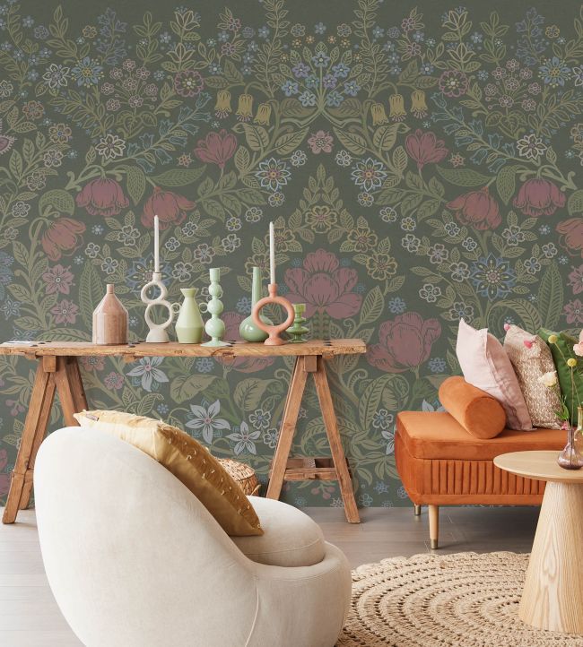 Regal Florals Room Wallpaper - Brown