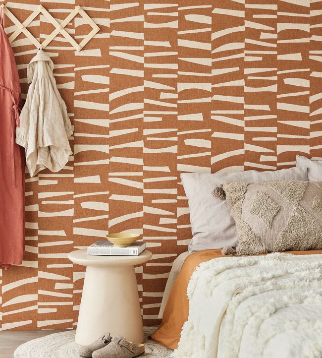 Organic Stack Room Wallpaper - Orange