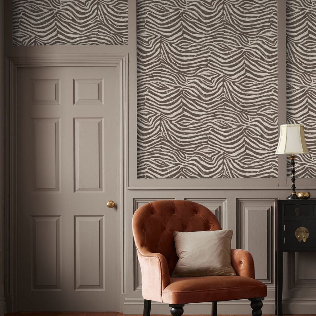 Zebra Brown and Beige Room Wallpaper 2 - Brown
