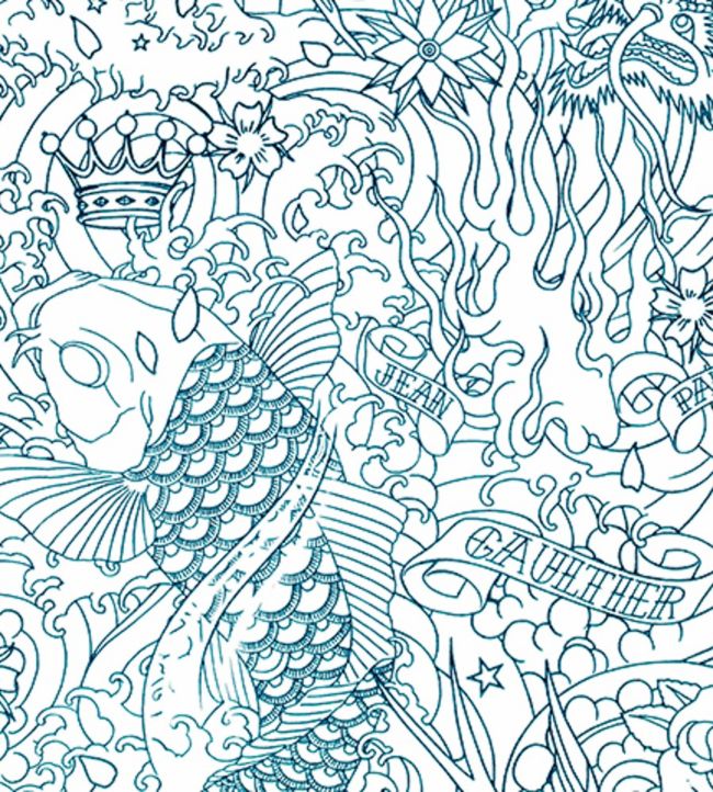 Horimono Wallpaper - Teal