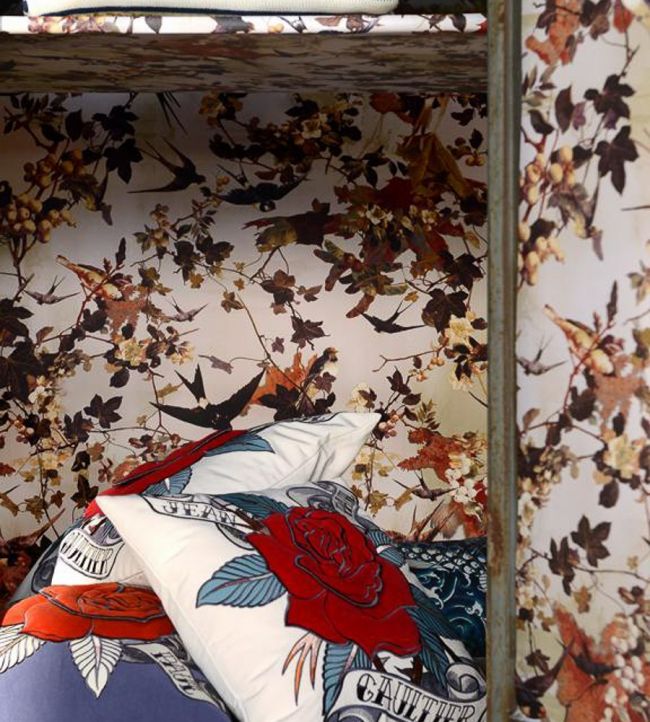 Hirondelles Room Wallpaper - Pink