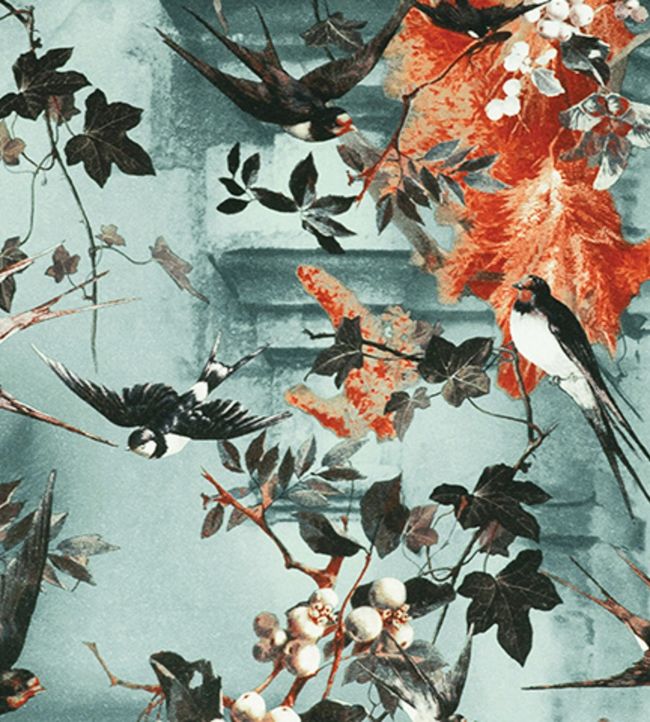 Hirondelles Wallpaper - Blue