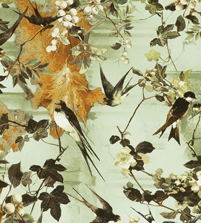 Hirondelles Wallpaper - Green