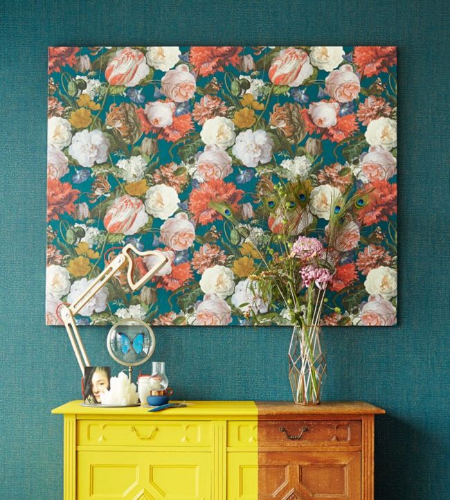 Flower Show Room Wallpaper - Teal
