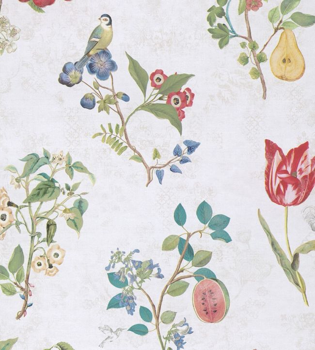 Fruity Floral Wallpaper - White