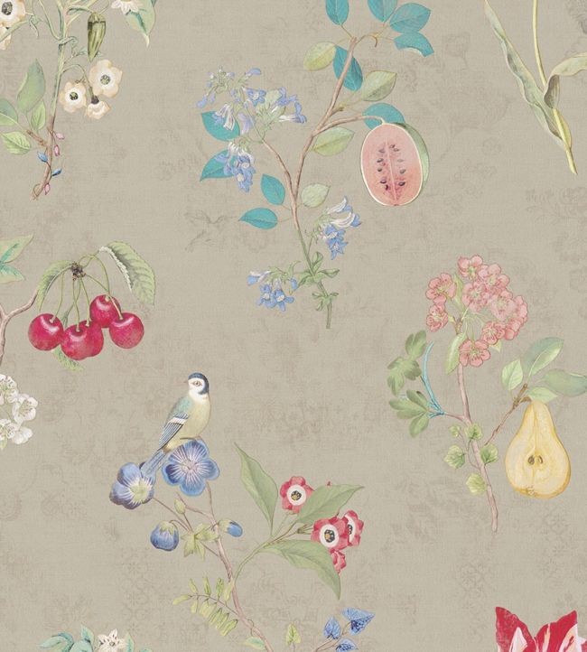Fruity Floral Wallpaper - Gray