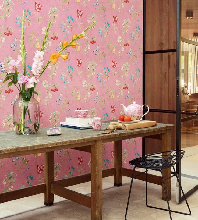 Fruity Floral Room Wallpaper 2 - Pink