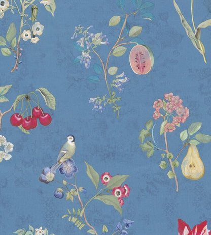 Fruity Floral Wallpaper - Blue